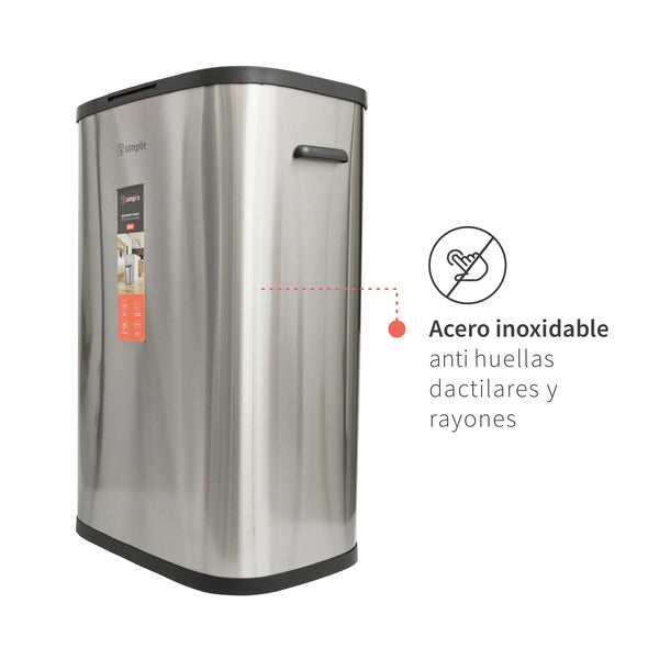 Basurero Cocina Handy 55lts Táctil Acero Inox