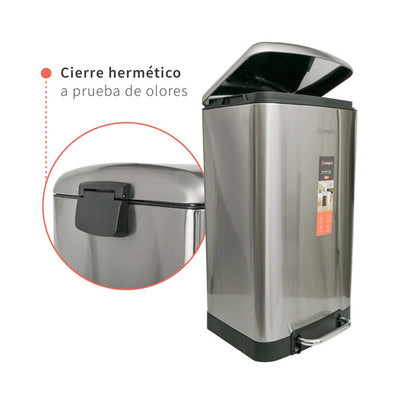 Basurero Cocina Iron 40lts Pedal Acero Inox