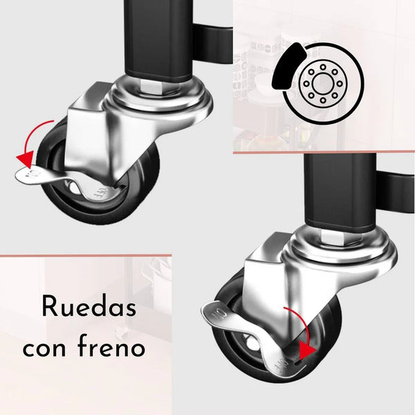 Carro organizador 3 niveles plegable negro