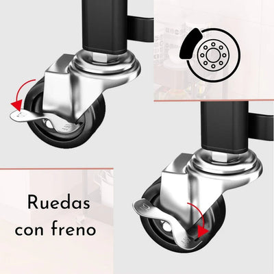 Carro organizador 3 niveles plegable negro