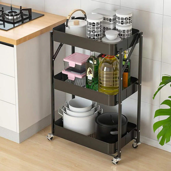Carro organizador 3 niveles plegable negro