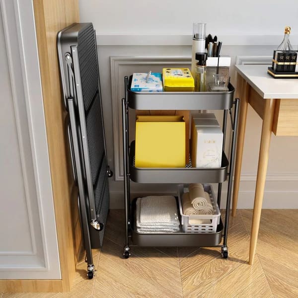 Carro organizador 3 niveles plegable negro