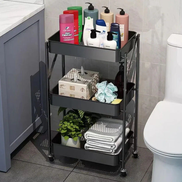 Carro organizador 3 niveles plegable negro