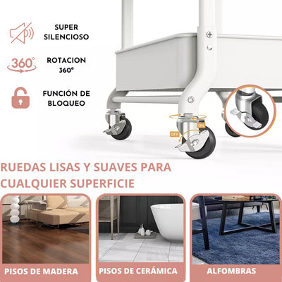 Carro organizador 3 niveles plegable blanco