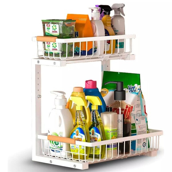 Organizador 2 niveles altura ajustable BLANCO