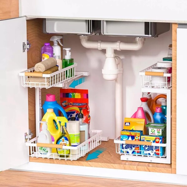 Organizador 2 niveles altura ajustable BLANCO