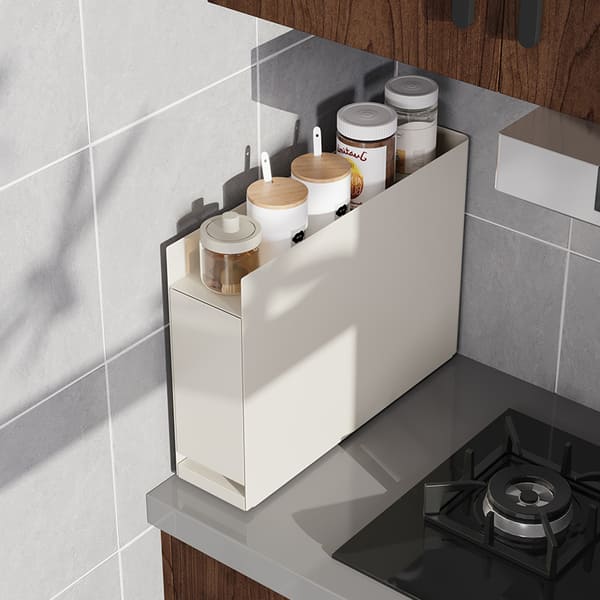 Estante deslizante blanco para condimentos