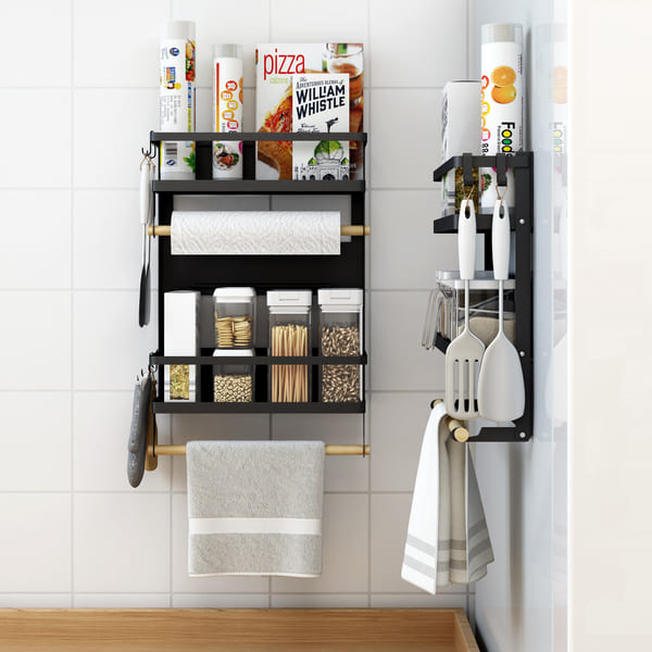 Estante magnético para refrigerador negro L