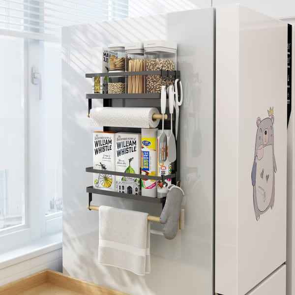 Estante magnético para refrigerador negro L