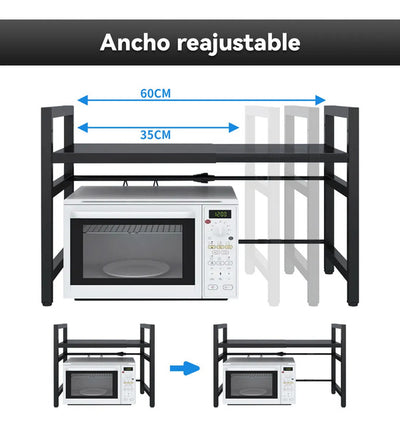 Estante ajustable para microondas negro