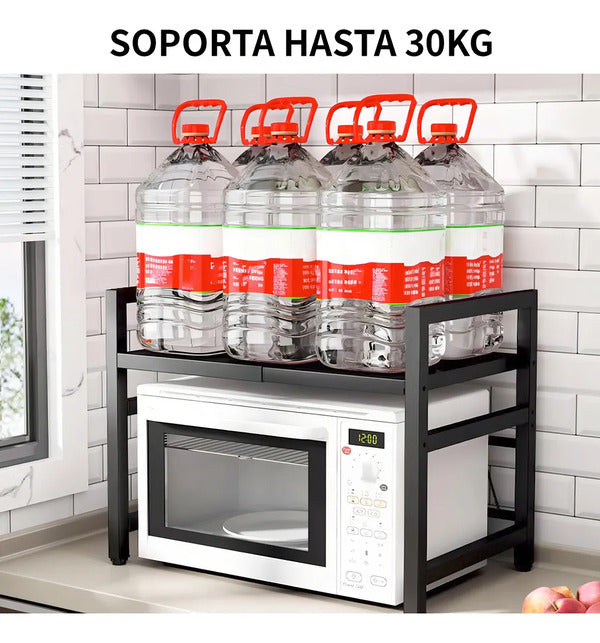 Estante ajustable para microondas negro