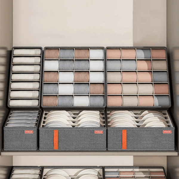 Set 3 organizadores de ropa interior gris
