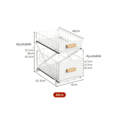 Organizador ajustable 2 niveles debajo lavaplatos