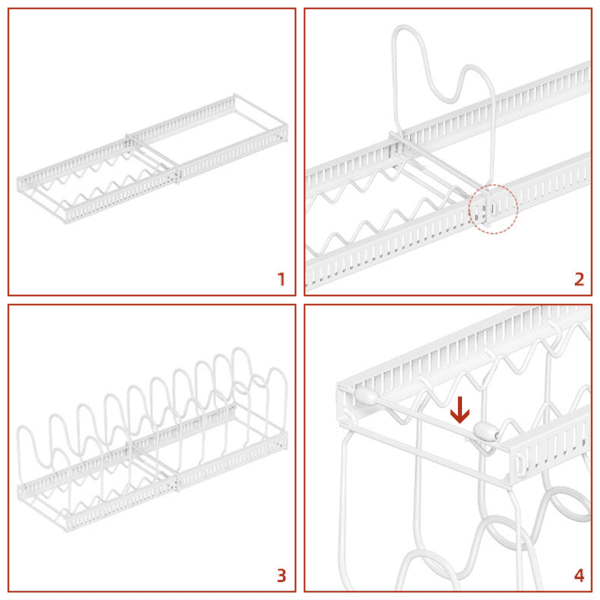 Organizador extensible blanco para ollas y tapas