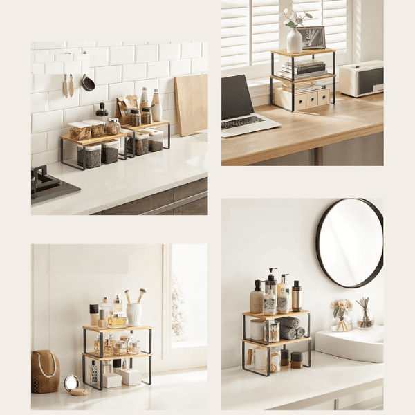Set 2 repisas de madera apilables negras
