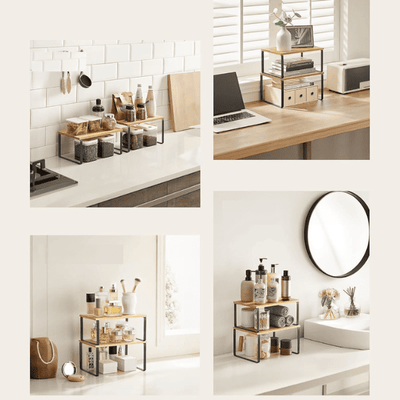 Set 2 repisas de madera apilables negras