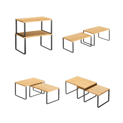 Set 2 repisas de madera apilables negras