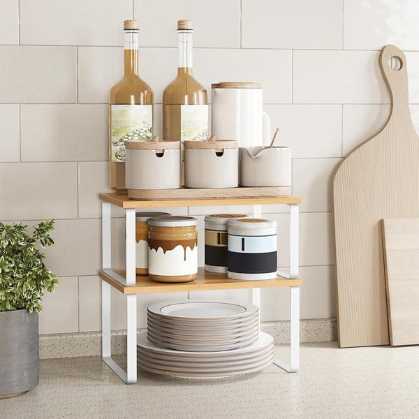 Set 2 repisas de madera apilables blancas