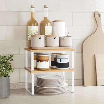 Set 2 repisas de madera apilables blancas