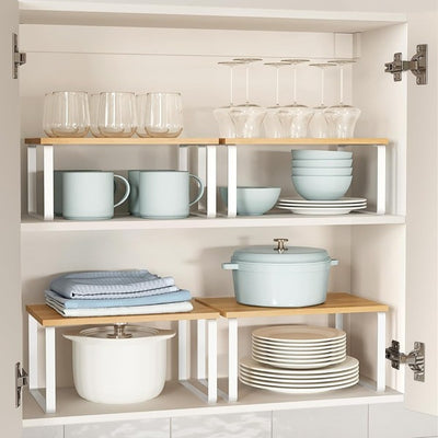 Set 2 repisas de madera apilables blancas