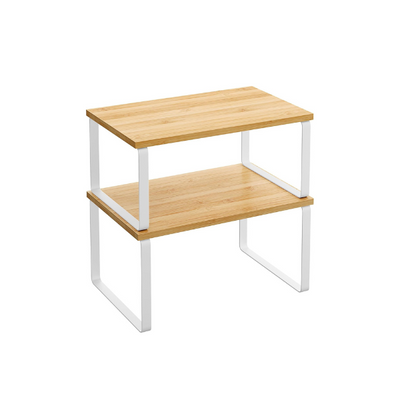 Set 2 repisas de madera apilables blancas