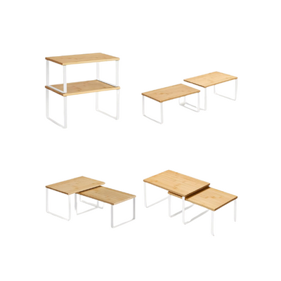 Set 2 repisas de madera apilables blancas