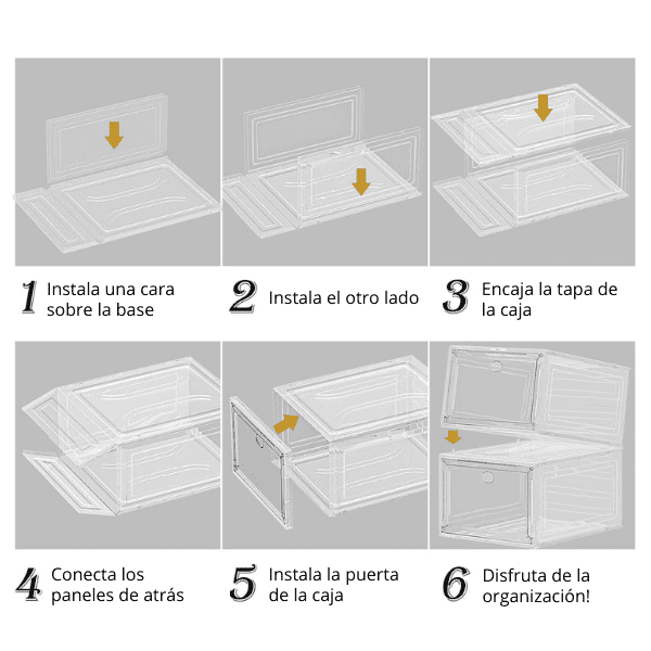 Set 6 cajas organizadoras de zapatos transparentes + REGALO 🎁