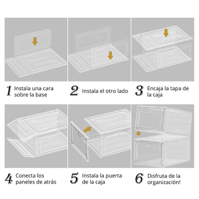 Set 6 cajas organizadoras de zapatos transparentes + REGALO 🎁
