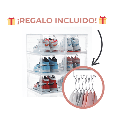 Set 6 cajas organizadoras de zapatos transparentes + REGALO 🎁