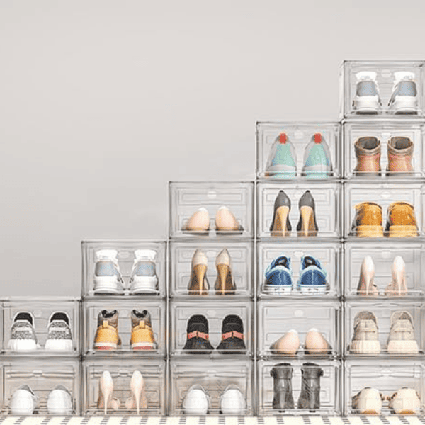 Set 6 cajas organizadoras de zapatos transparentes + REGALO 🎁