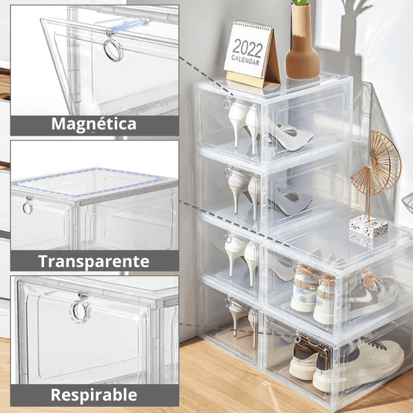 Set 6 cajas organizadoras de zapatos transparentes + REGALO 🎁