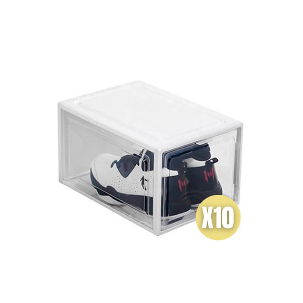 Set 10 cajas organizadoras de zapatos blanco/transparente