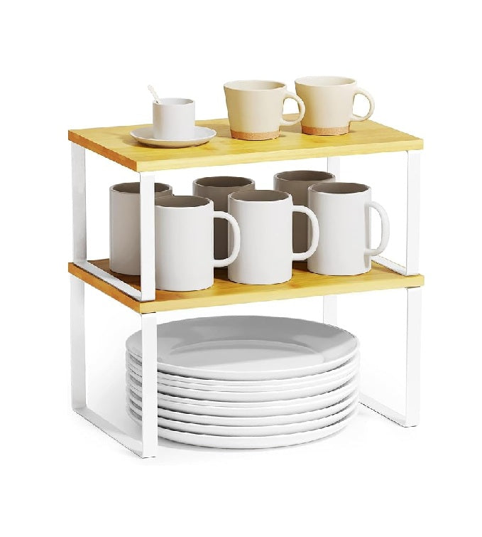 Set 2 repisas de madera apilables blancas