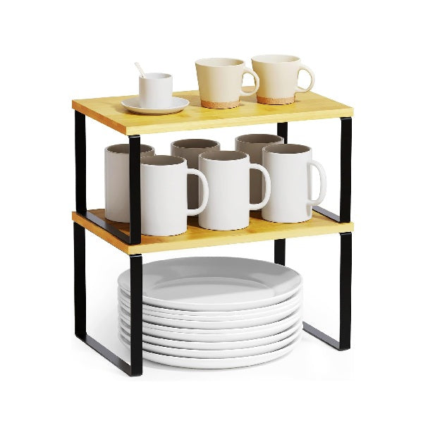 Set 2 repisas de madera apilables negras